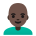Man: Dark Skin Tone, Bald emoji on Google