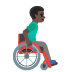 Man in Manual Wheelchair Facing Right: Dark Skin Tone emoji on Google