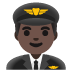 Man Pilot: Dark Skin Tone emoji on Google