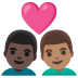 อีโมจิ คู่รัก: ผู้ชาย ผู้ชาย โทนผิวสีเข้ม และ โทนผิวสีเหลือง บน Google