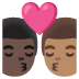 Emoji Berciuman: pria, pria, warna kulit gelap, warna kulit sedang di Google