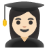 Woman Student: Light Skin Tone emoji on Google