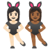 Emoji Femmes avec des oreilles de lapin : peau claire et peau mate sur Google