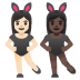 Frauen mit Hasenohren: helle Hautfarbe, dunkle Hautfarbe-Emoji auf Google