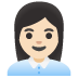 Kantoormedewerkster: lichte huidskleur-emoji op Google