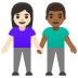 Emoji Femme et homme se tenant la main : peau claire et peau mate sur Google