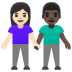 Woman and Man Holding Hands: Light Skin Tone, Dark Skin Tone emoji on Google