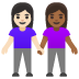 Women Holding Hands: Light Skin Tone, Medium-Dark Skin Tone emoji on Google