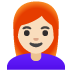 Emoji Femme : peau claire et cheveux roux sur Google
