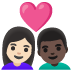 Emoji Pasangan dengan hati: wanita, pria, warna kulit cerah, warna kulit gelap di Google