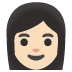 Woman: Light Skin Tone emoji on Google