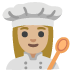 Köchin: mittelhelle Hautfarbe-Emoji auf Google