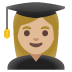 Woman Student: Medium-Light Skin Tone emoji on Google
