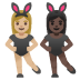 Emoji Femmes avec des oreilles de lapin : peau moyennement claire et peau foncée sur Google