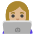 อีโมจิ ผู้เชี่ยวชาญด้านเทคโนโลยีหญิง: โทนผิวสีขาวเหลือง บน Google