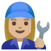 Woman Mechanic: Medium-Light Skin Tone emoji on Google