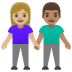 Woman and Man Holding Hands: Medium-Light Skin Tone, Medium Skin Tone emoji on Google