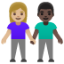 Emoji Femme et homme se tenant la main : peau moyennement claire et peau foncée sur Google
