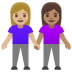 Emoji Due donne che si tengono per mano: carnagione abbastanza chiara e carnagione olivastra su Google