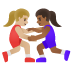 Women Wrestling: Medium-Light Skin Tone, Medium-Dark Skin Tone emoji on Google