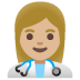 Emoji Mulher profissional da saúde: pele morena clara no Google