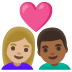 Couple with Heart: Woman, Man, Medium-Light Skin Tone, Medium-Dark Skin Tone emoji on Google