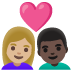 Emoji Couple avec cœur : femme, homme, peau moyennement claire et peau foncée sur Google