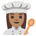 Woman Cook: Medium Skin Tone emoji on Google