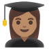 Woman Student: Medium Skin Tone emoji on Google
