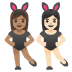 Frauen mit Hasenohren: mittlere Hautfarbe, helle Hautfarbe-Emoji auf Google