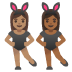 Emoji Femmes avec des oreilles de lapin : peau légèrement mate et peau mate sur Google