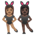 Women with Bunny Ears: Medium Skin Tone, Dark Skin Tone emoji on Google