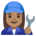 Woman Mechanic: Medium Skin Tone emoji on Google