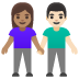 Google üzerinde El ele tutuşan erkek ve kadın: orta cilt tonu açık cilt tonu emojisi