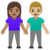Woman and Man Holding Hands: Medium Skin Tone, Medium-Light Skin Tone emoji on Google
