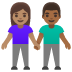 Woman and Man Holding Hands: Medium Skin Tone, Medium-Dark Skin Tone emoji on Google