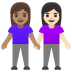 Emoji Dua wanita berpegangan tangan: ton kulit sederhana dan ton kulit cerah pada Google