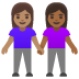 Händchen haltende Frauen: mittlere Hautfarbe, mitteldunkle Hautfarbe-Emoji auf Google
