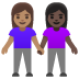 Emoji Dua wanita berpegangan tangan: ton kulit sederhana dan ton kulit gelap pada Google