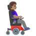 Woman in Motorized Wheelchair Facing Right: Medium Skin Tone emoji on Google