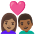 Google üzerinde Kalpli çift: kadın erkek orta cilt tonu orta koyu cilt tonu emojisi