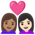 อีโมจิ คู่รัก: ผู้หญิง ผู้หญิง โทนผิวสีเหลือง และ โทนผิวสีขาว บน Google