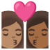 Emoji na Maghahalikan: babae, babae, katamtamang kulay ng balat, katamtamang dark na kulay ng balat sa Google