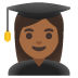 Woman Student: Medium-Dark Skin Tone emoji on Google