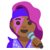 Woman Singer: Medium-Dark Skin Tone emoji on Google