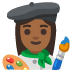 Künstlerin: mitteldunkle Hautfarbe-Emoji auf Google