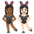 Emoji Femmes avec des oreilles de lapin : peau mate et peau claire sur Google