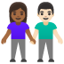 Emoji Femme et homme se tenant la main : peau mate et peau claire sur Google