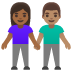 Woman and Man Holding Hands: Medium-Dark Skin Tone, Medium Skin Tone emoji on Google