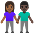 Emoji Femme et homme se tenant la main : peau mate et peau foncée sur Google